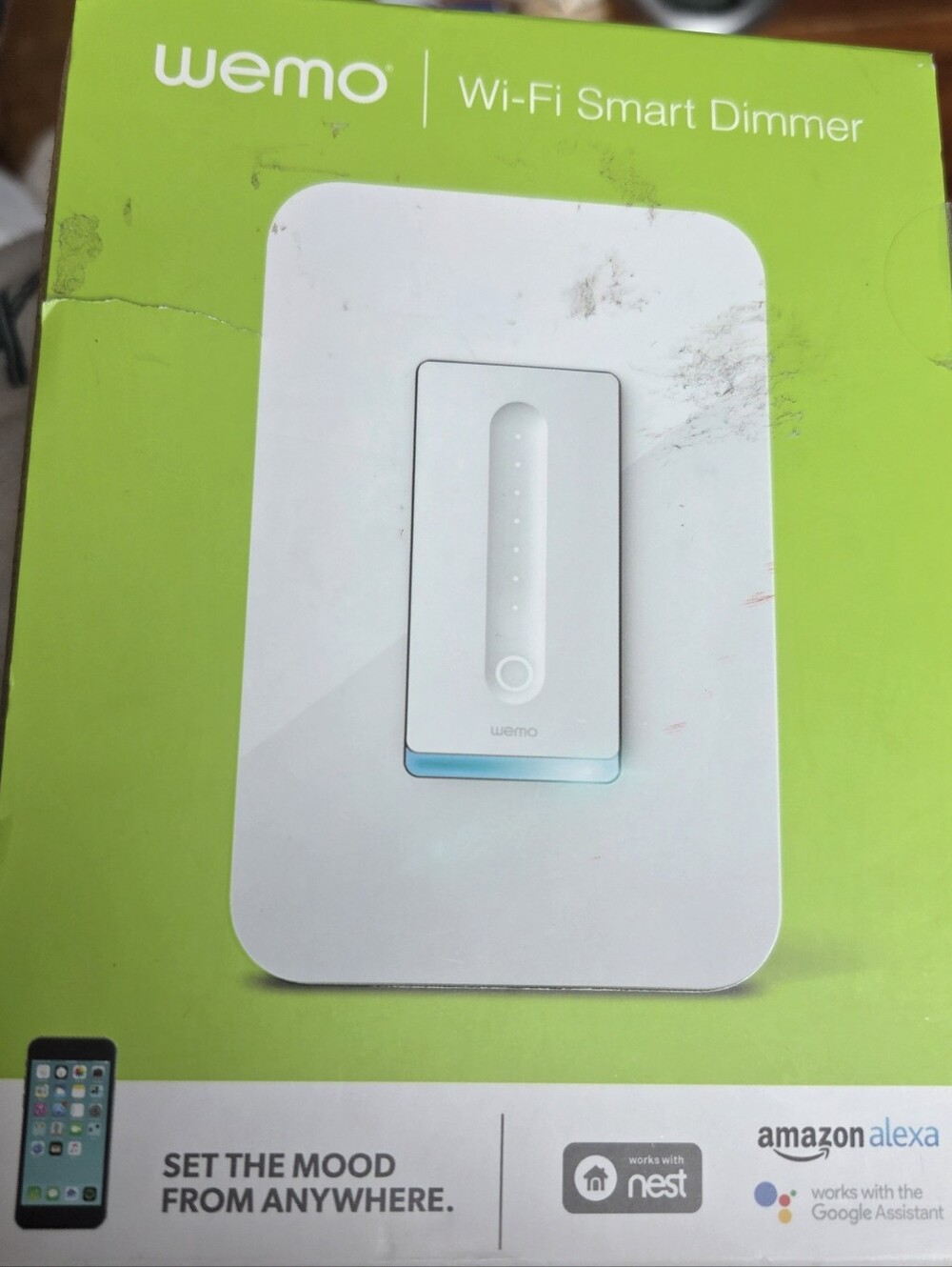 Wemo F7C059 Wi-Fi Smart Dimmer Light Switch Nest/Alexa/Google Assistant W/Plate